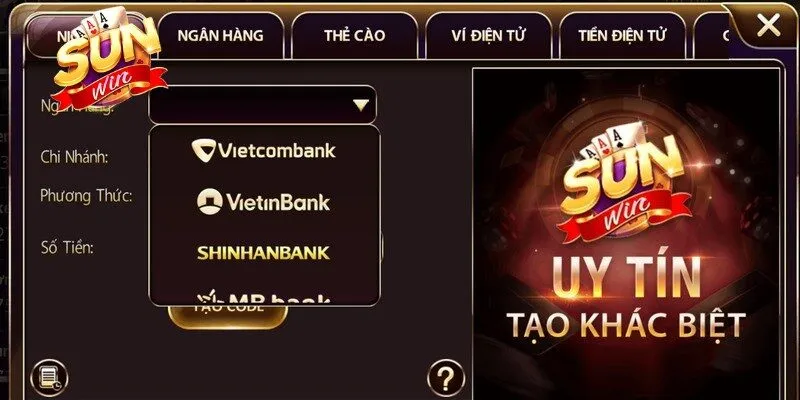 Nạp tiền Sunwin được tối ưu hóa đơn giản và bảo mật cao